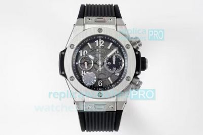 ZF Factory Swiss Replica Hublot Big Bang Black Dial Black Rubber Strap Watch